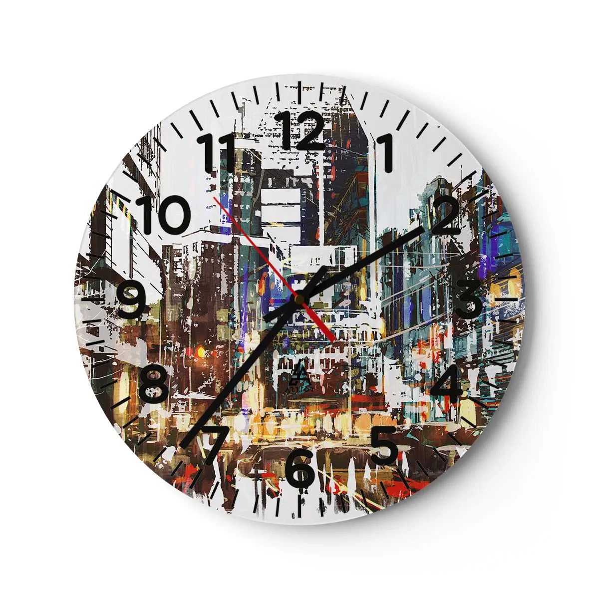 Reloj de pared - Reloj de vidrio - Ciudad parpadeante - 30x30 cm
