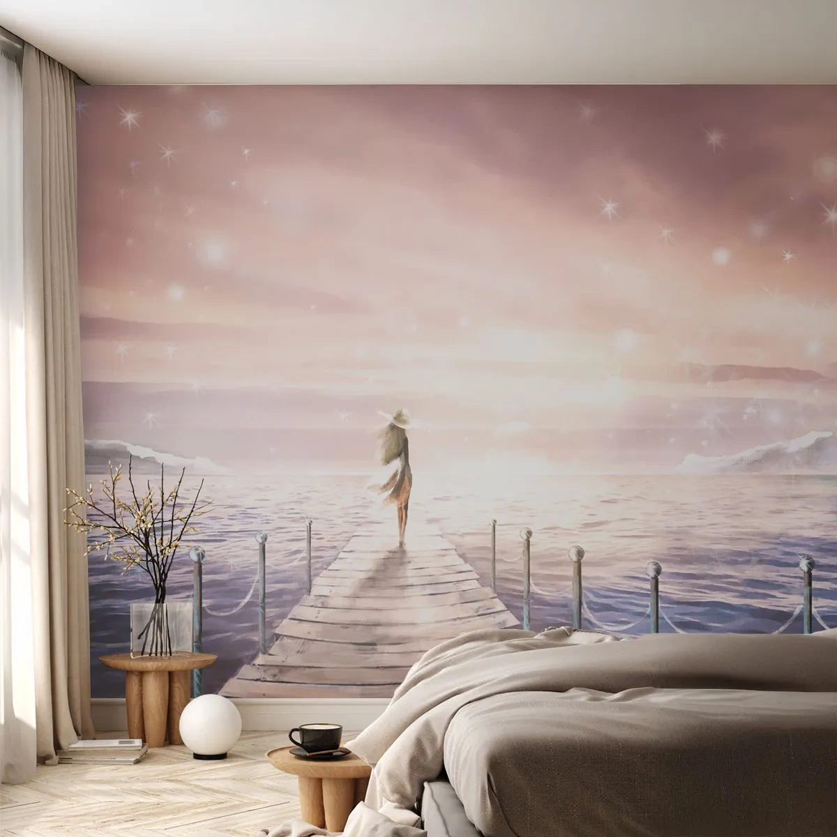 Fotomural Premium Canvas - A la luz de un sueño - Paisaje, Mujer, Mar - 250x175 cm