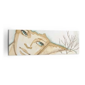 Cuadro sobre lienzo - Impresión de Imagen - Retrato artístico de una mujer en colores pastel. - 160x50cm - El árbol de la poesía crece en el silencio - Decoración de pared moderna para salón y dormitorio ARTTOR
