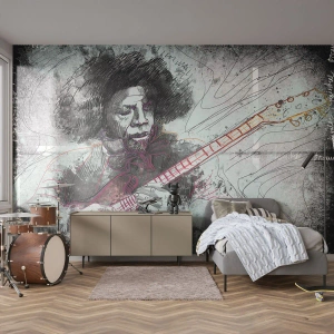 Fotomural Autadhesivo Deluxe Sticker - Volando con la música - Música, Guitarrista, Instrumento - 500x350 cm