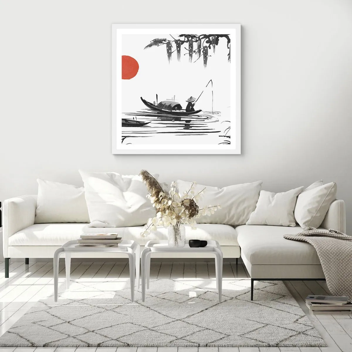 Póster en marco blanco - Una tarde asiática - 30x30 cm