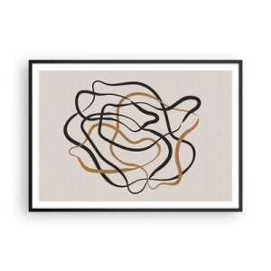 Póster en marco negro - Líneas enredadas en negro y dorado sobre un fondo claro. - 100x70cm - Todo ha salido mal - Decoración de pared moderna para salón y dormitorio ARTTOR