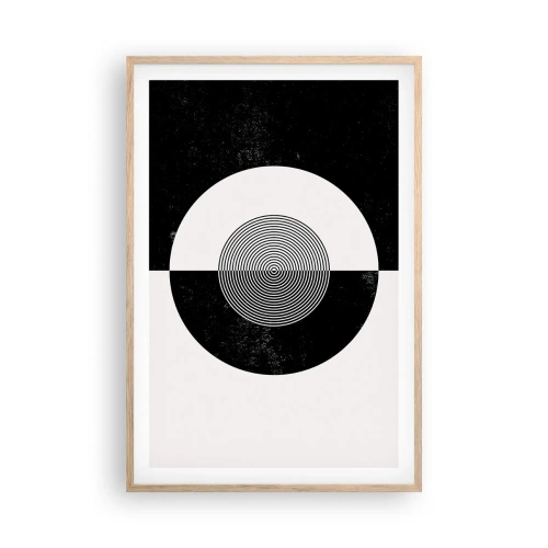 Póster en marco roble claro - Armonía en blanco y negro - 61x91 cm
