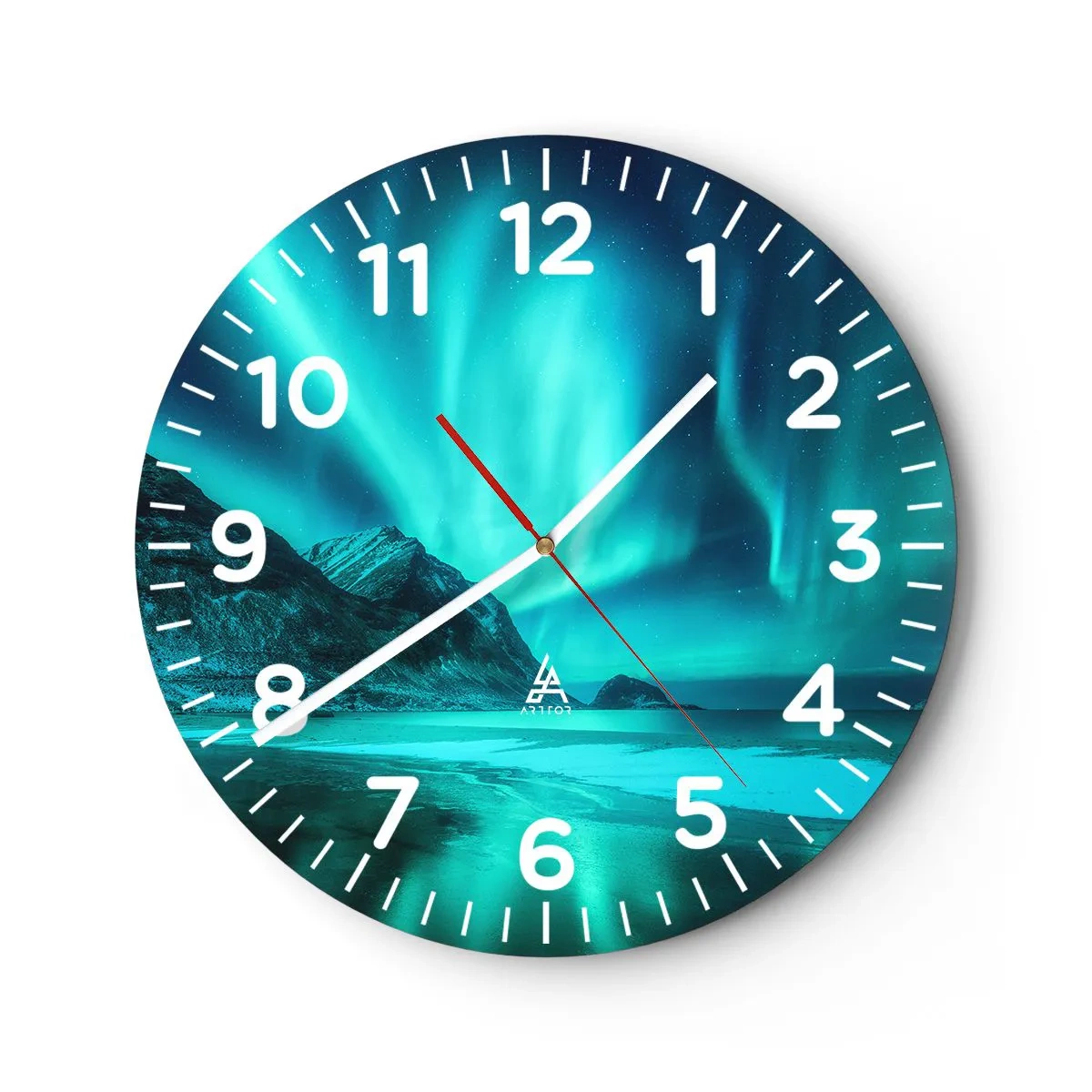 Reloj de pared - Reloj de vidrio - Maravillas del norte - 40x40 cm