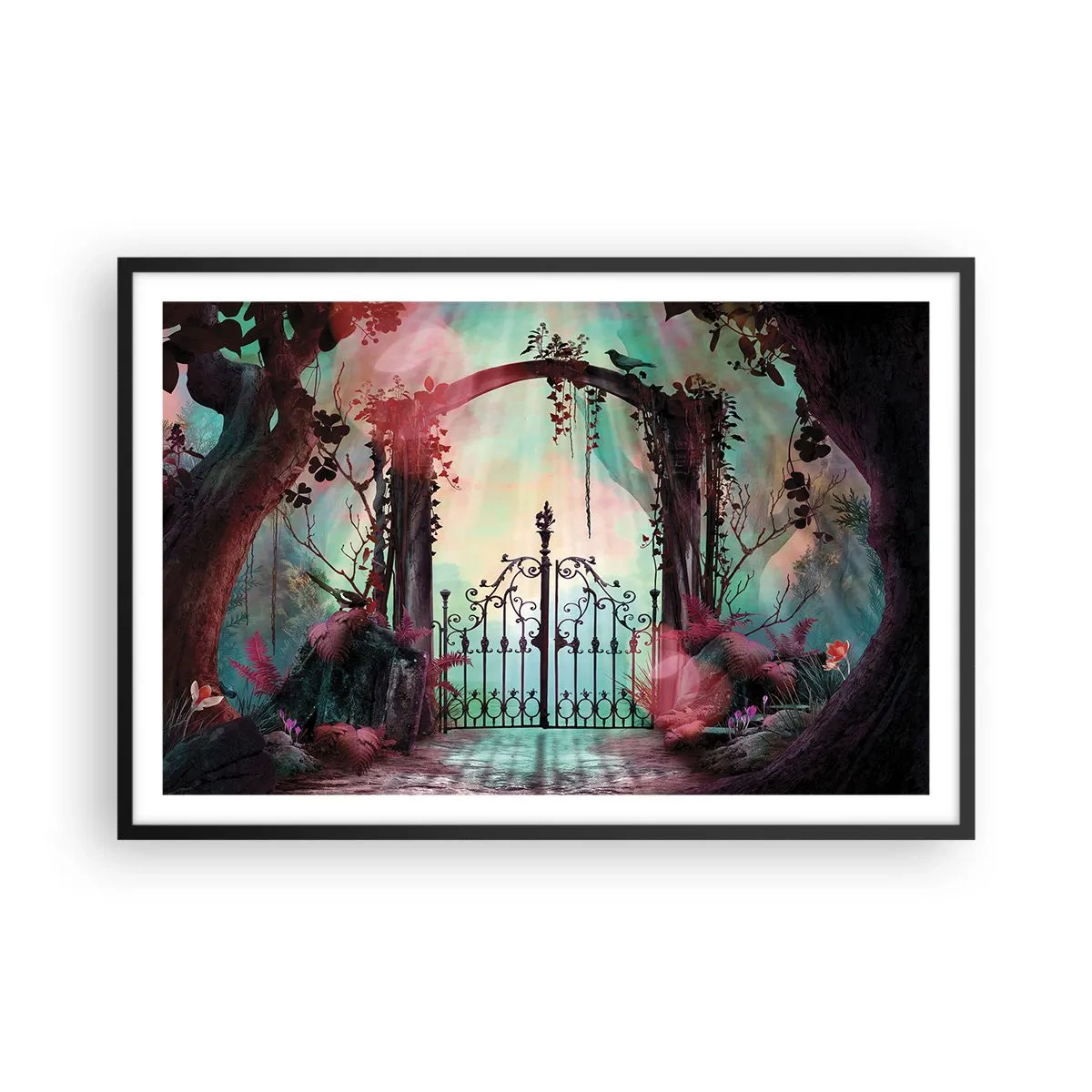 Póster en marco negro - Jardín secreto - 91x61 cm