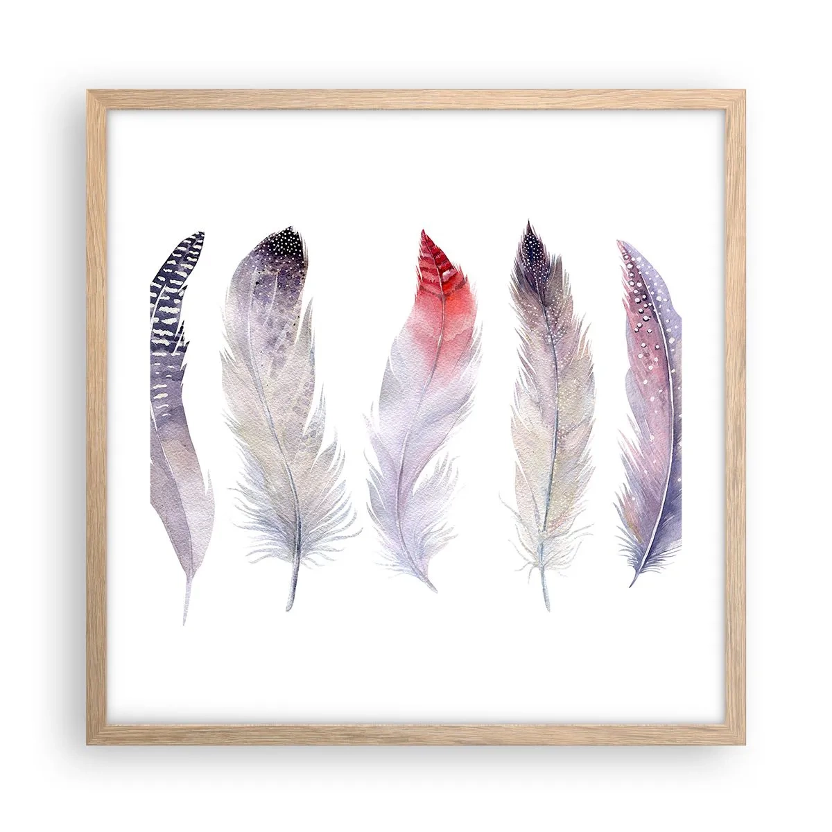 Póster en marco roble claro - Suave como la niebla de muchos colores - 50x50 cm