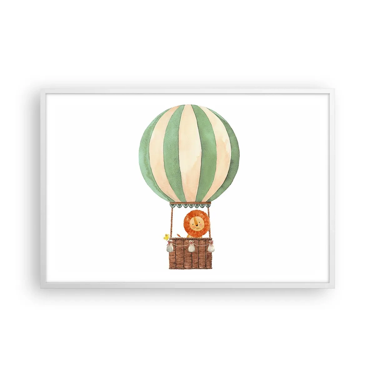 Póster en marco blanco - Los viajes del león - 91x61 cm