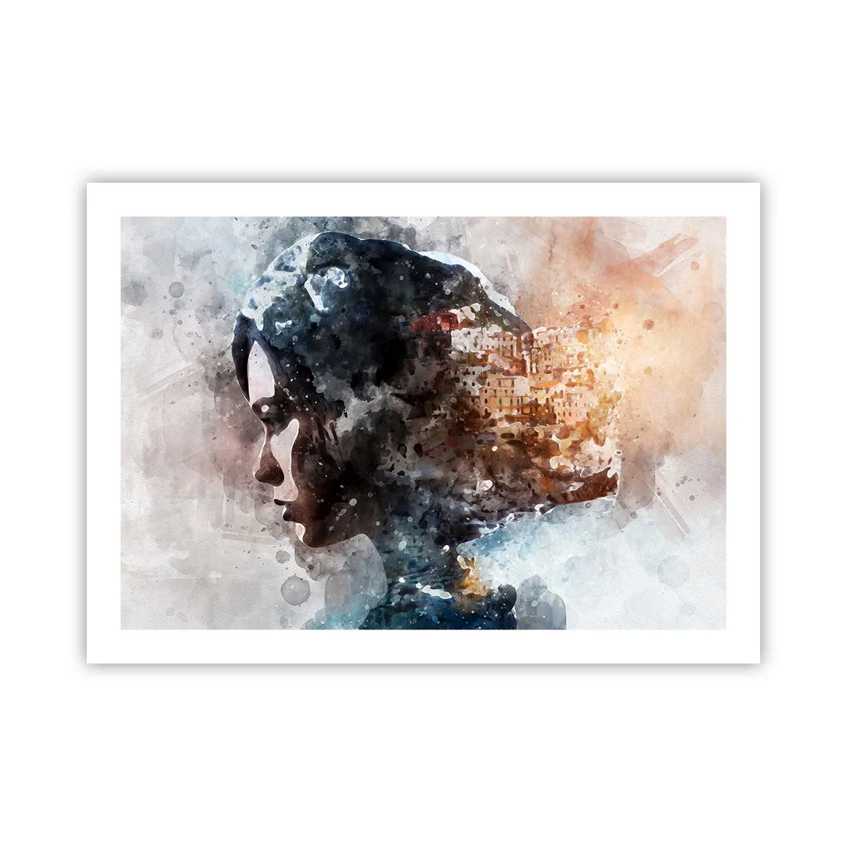 Póster - Una historia sobre una niña con una ciudad de fondo - 70x50 cm