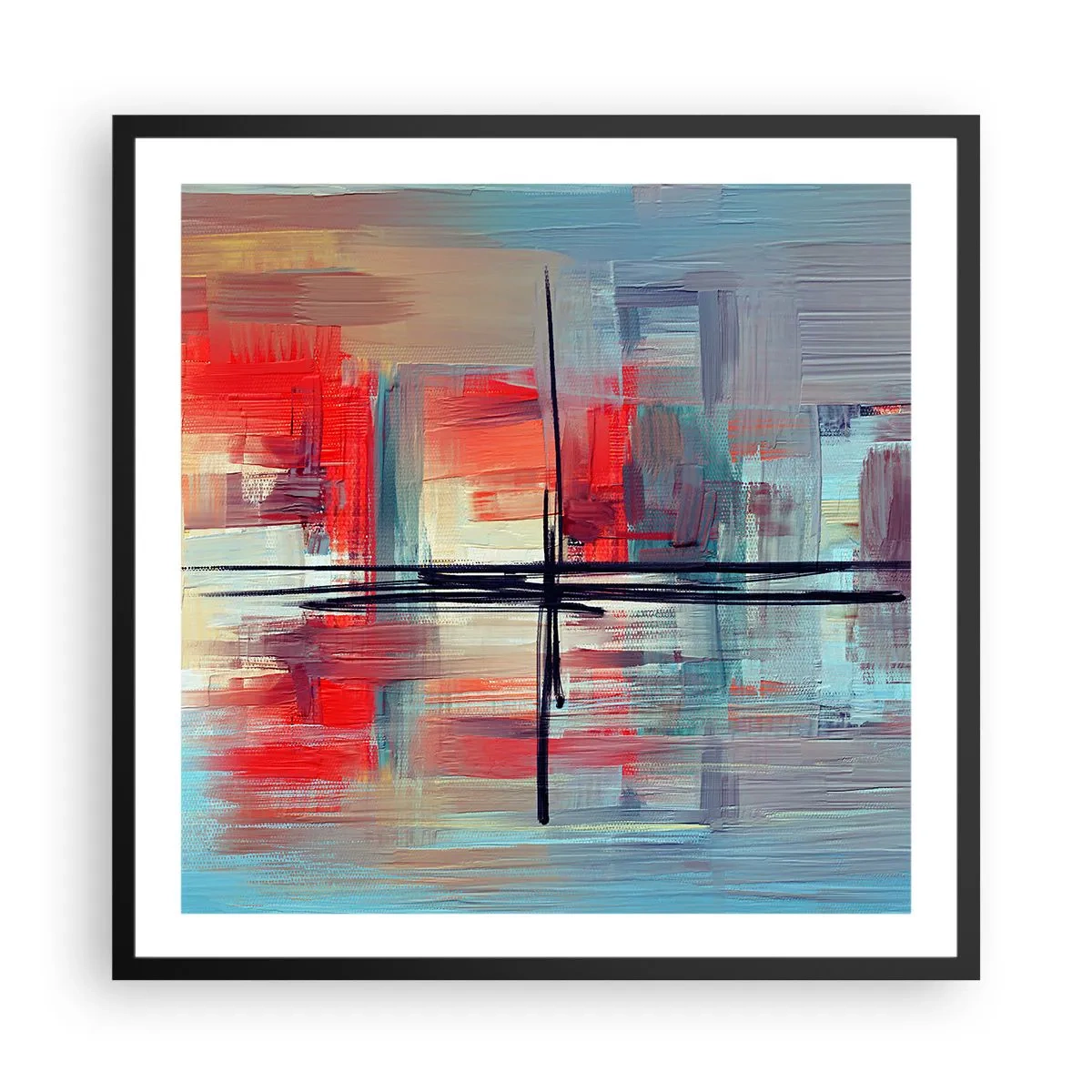 Póster en marco negro - Paisaje en una dimensión desconocida - 60x60 cm