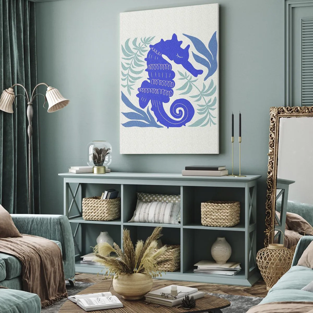 Cuadro sobre lienzo - Impresión de Imagen - En una pradera submarina - 55x100 cm