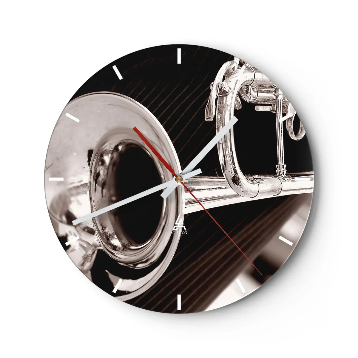 Reloj de pared - Reloj de vidrio - Viaje musical a los años 30. - 30x30 cm