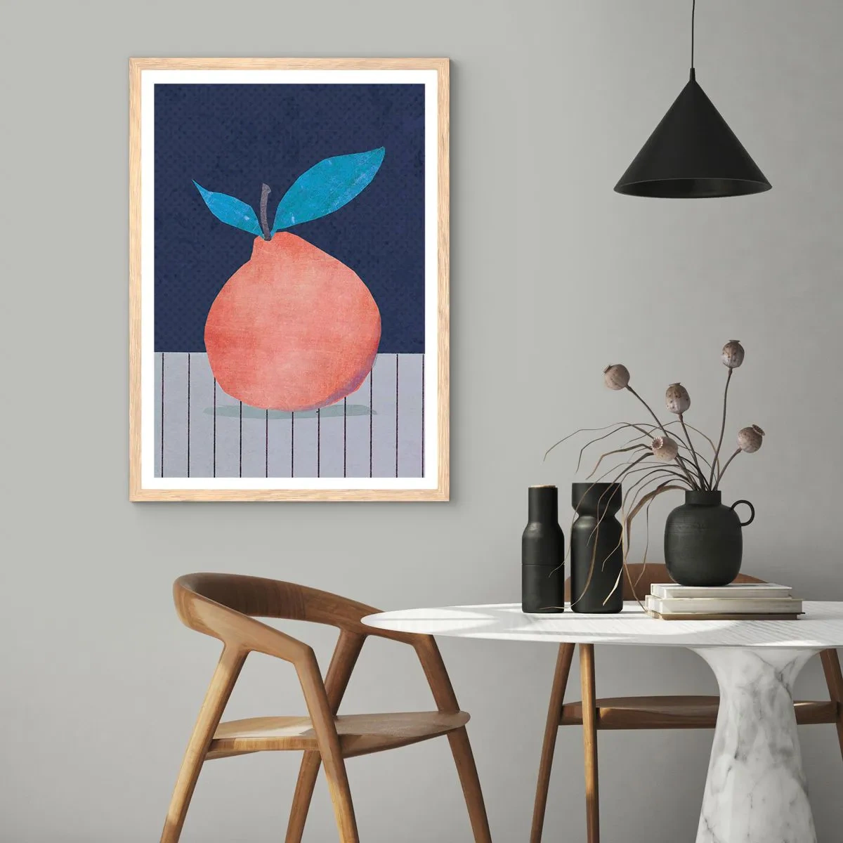 Póster en marco roble claro - Convexidad y plano - 70x100 cm