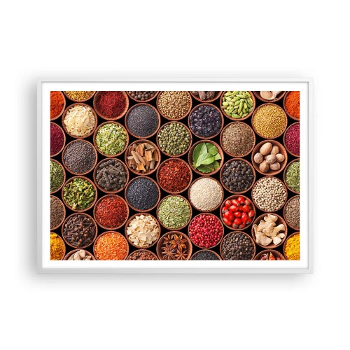 Póster en marco blanco - Todos los sabores del mundo - 100x70 cm