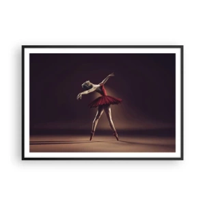 Póster en marco negro - Una bailarina de ballet con un vestido rojo frente a un escenario de fondo. - 100x70cm - Primera bailarina - Decoración de pared moderna para salón y dormitorio ARTTOR