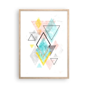 Póster en marco roble claro - Un juego geométrico - 50x70 cm