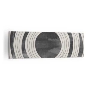 Cuadro sobre lienzo - Impresión de Imagen - Círculos concéntricos en blanco y negro sobre un fondo claro - 160x50cm - En el centro mismo - Decoración de pared moderna para salón y dormitorio ARTTOR