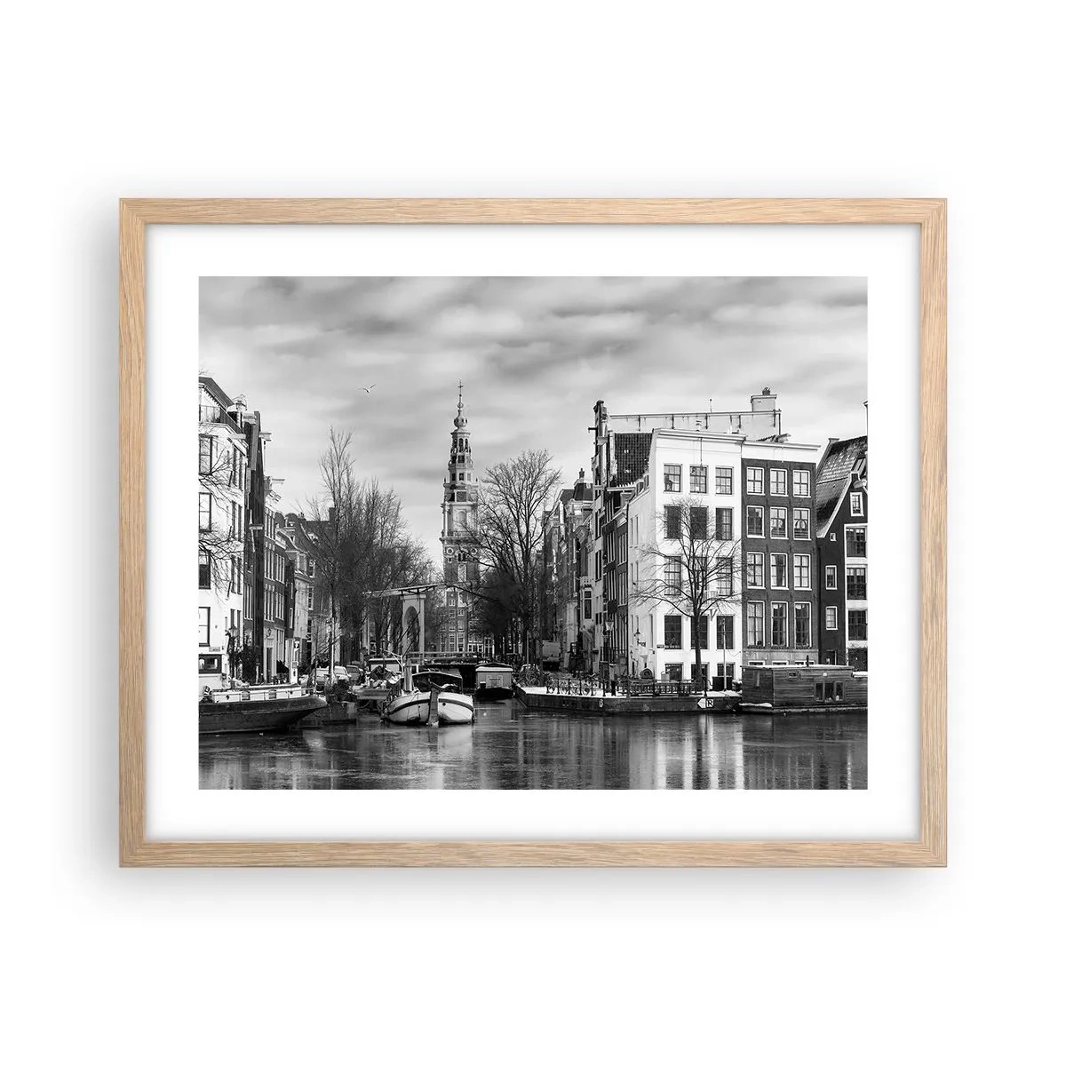 Póster en marco roble claro - Ambiente de Ámsterdam - 50x40 cm