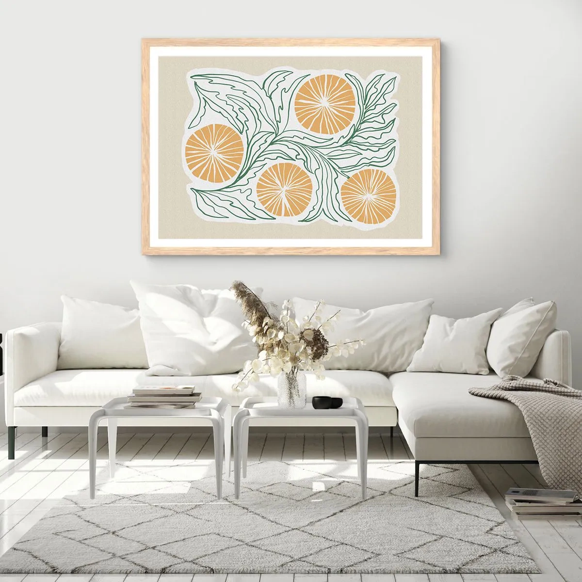 Póster en marco roble claro - Étnico con un toque de abstracción - 100x70 cm