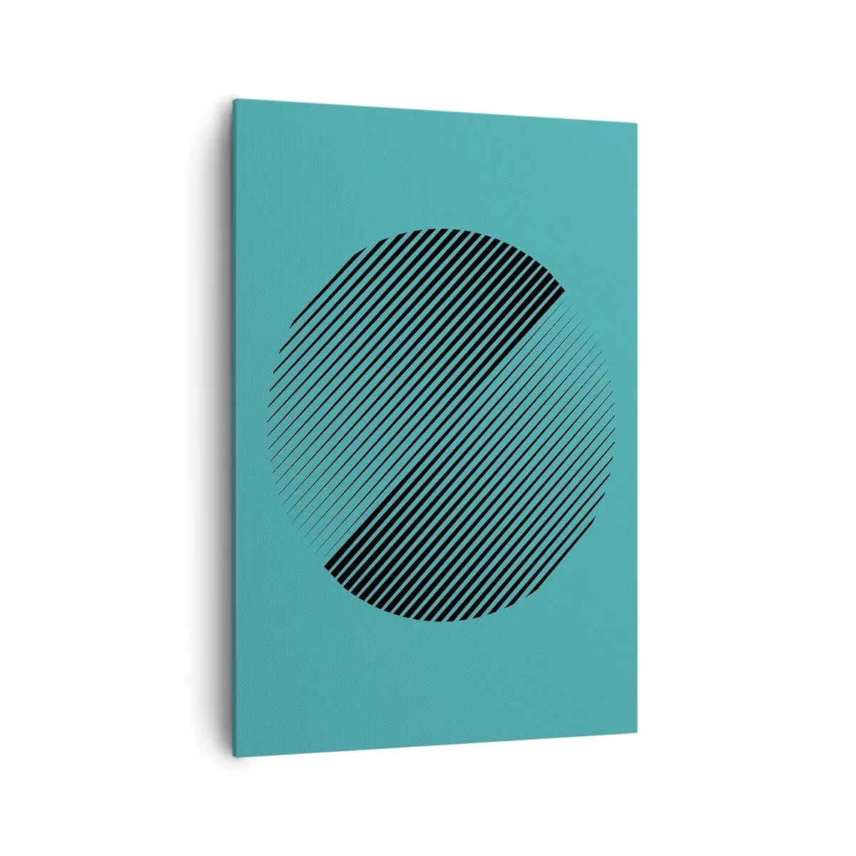 Cuadro sobre lienzo - Impresión de Imagen - Un círculo minimalista con líneas sobre un fondo turquesa. - 70x100cm - El círculo: una variación geométrica - Decoración de pared moderna para salón y dormitorio ARTTOR