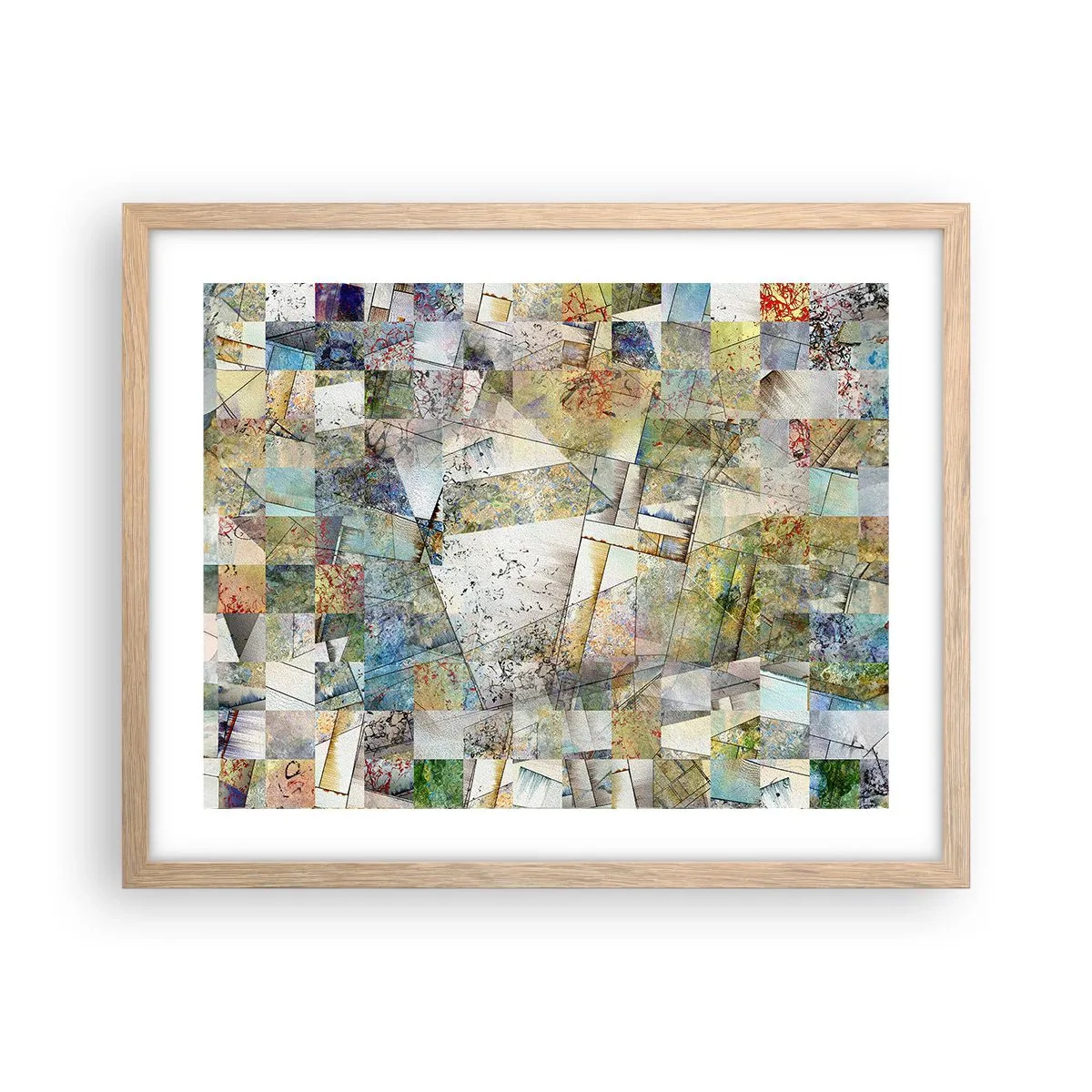 Póster en marco roble claro - Remodelación geométrica - 50x40 cm