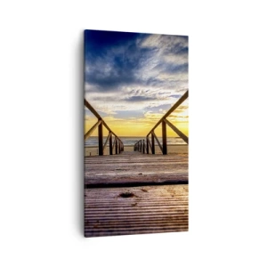 Cuadro sobre lienzo - Impresión de Imagen - Directamente hacia una playa tranquila al atardecer - 45x80 cm