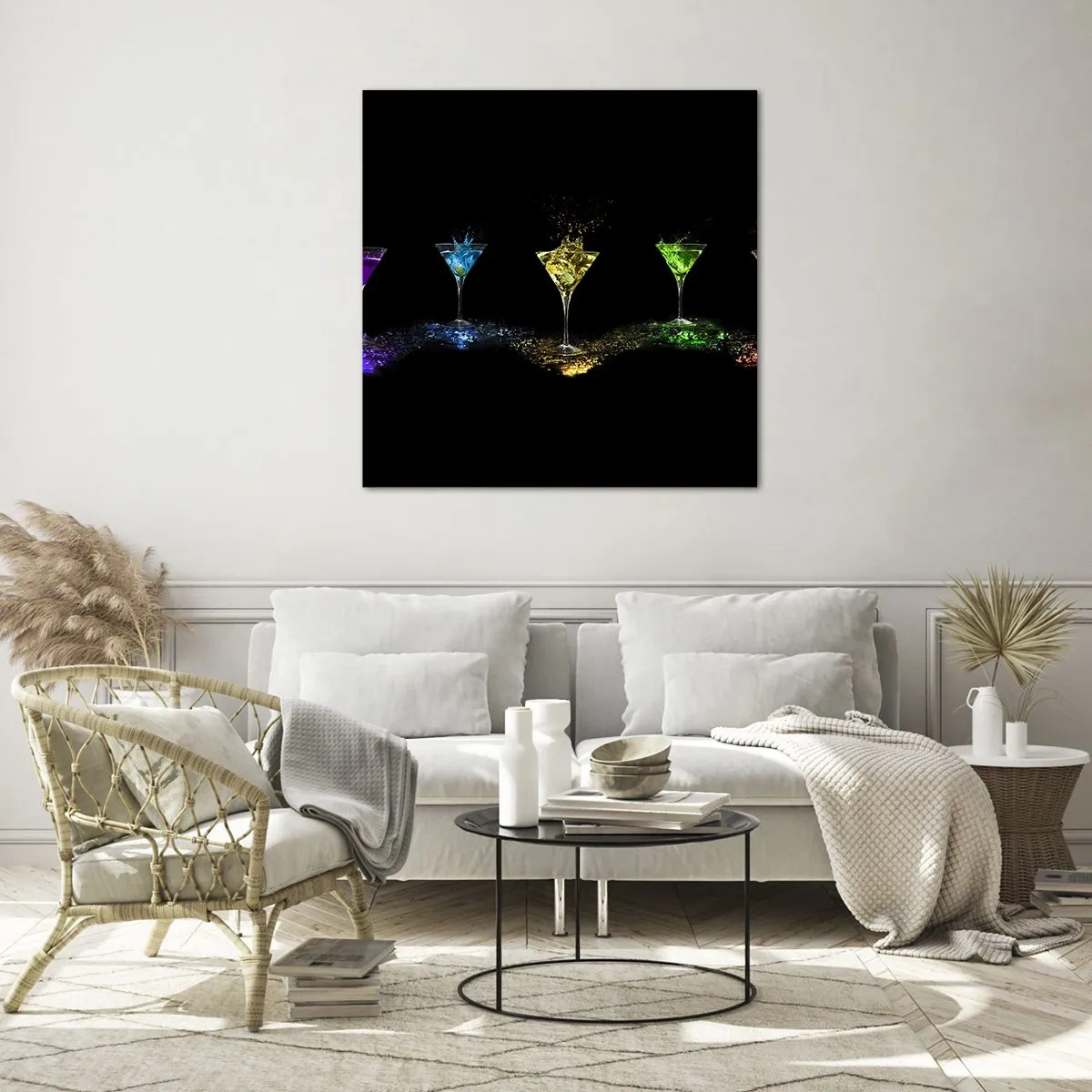 Cuadro sobre vidrio - Impresiones sobre Vidrio - Los colores de la alegría en una copa de cristal - 30x30 cm