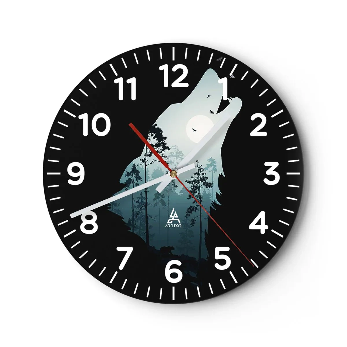 Reloj de pared - Reloj de vidrio - Voz de la noche del bosque - 30x30 cm