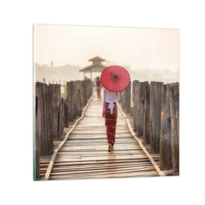 Cuadro sobre vidrio - Impresiones sobre Vidrio - En un viejo puente - 40x40 cm