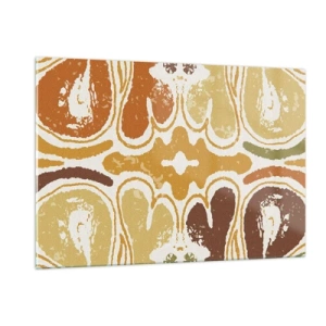 Cuadro sobre vidrio - Impresiones sobre Vidrio - Abstracción simétrica en tonos terrosos cálidos. - 120x80cm - Abstracción sentimental - Decoración de pared moderna para salón y dormitorio ARTTOR