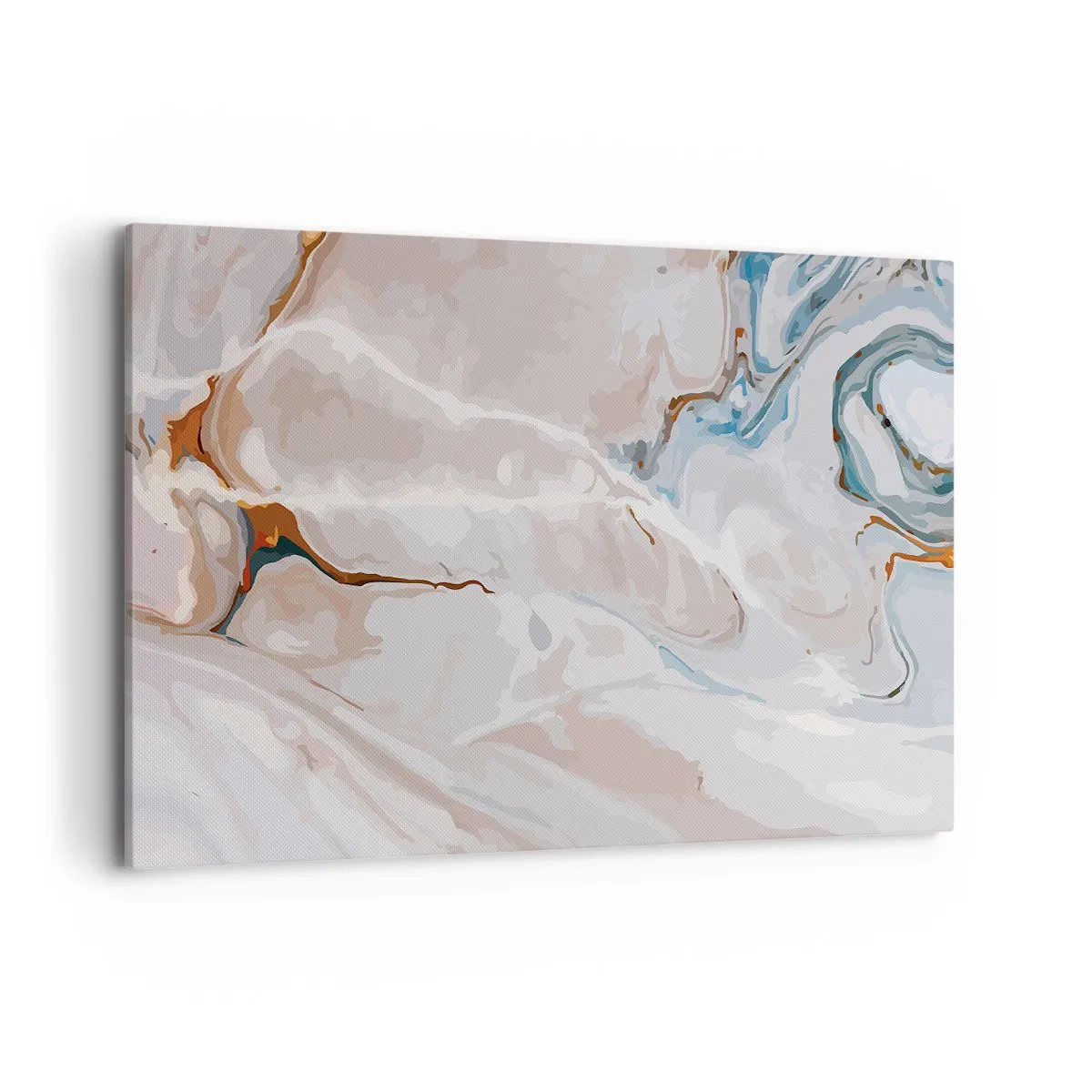 Cuadro sobre lienzo - Impresión de Imagen - Patrón abstracto en tonos de blanco y azul. - 100x70cm - El azul serpentea por el blanco - Decoración de pared moderna para salón y dormitorio ARTTOR