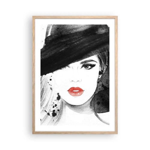 Póster en marco roble claro - Dama de negro - 50x70 cm