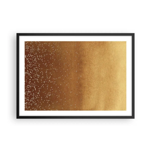 Póster en marco negro - Un degradado dorado con brillo sutil y adornos. - 70x50cm - Nacimiento de la luz - Decoración de pared moderna para salón y dormitorio ARTTOR