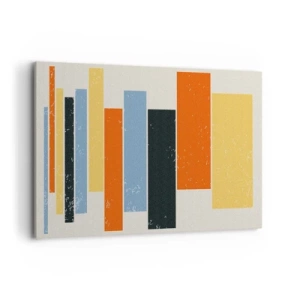 Cuadro sobre lienzo - Impresión de Imagen - Rectángulos coloridos en un arreglo moderno. - 100x70cm - Barras multicolor - Decoración de pared moderna para salón y dormitorio ARTTOR