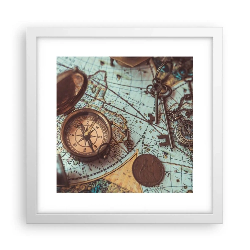 Póster en marco blanco - Para el aventurero - 30x30 cm