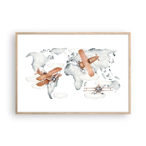 Póster en marco roble claro - Con espíritu pionero - 100x70 cm