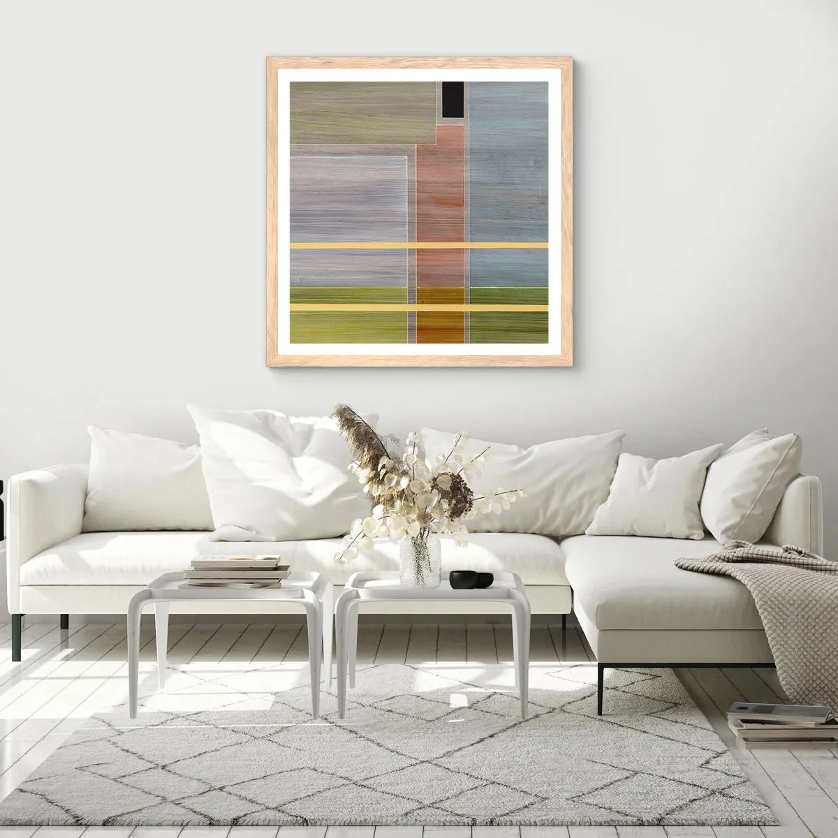 Póster en marco roble claro - Recto y tranquilo - 50x50 cm