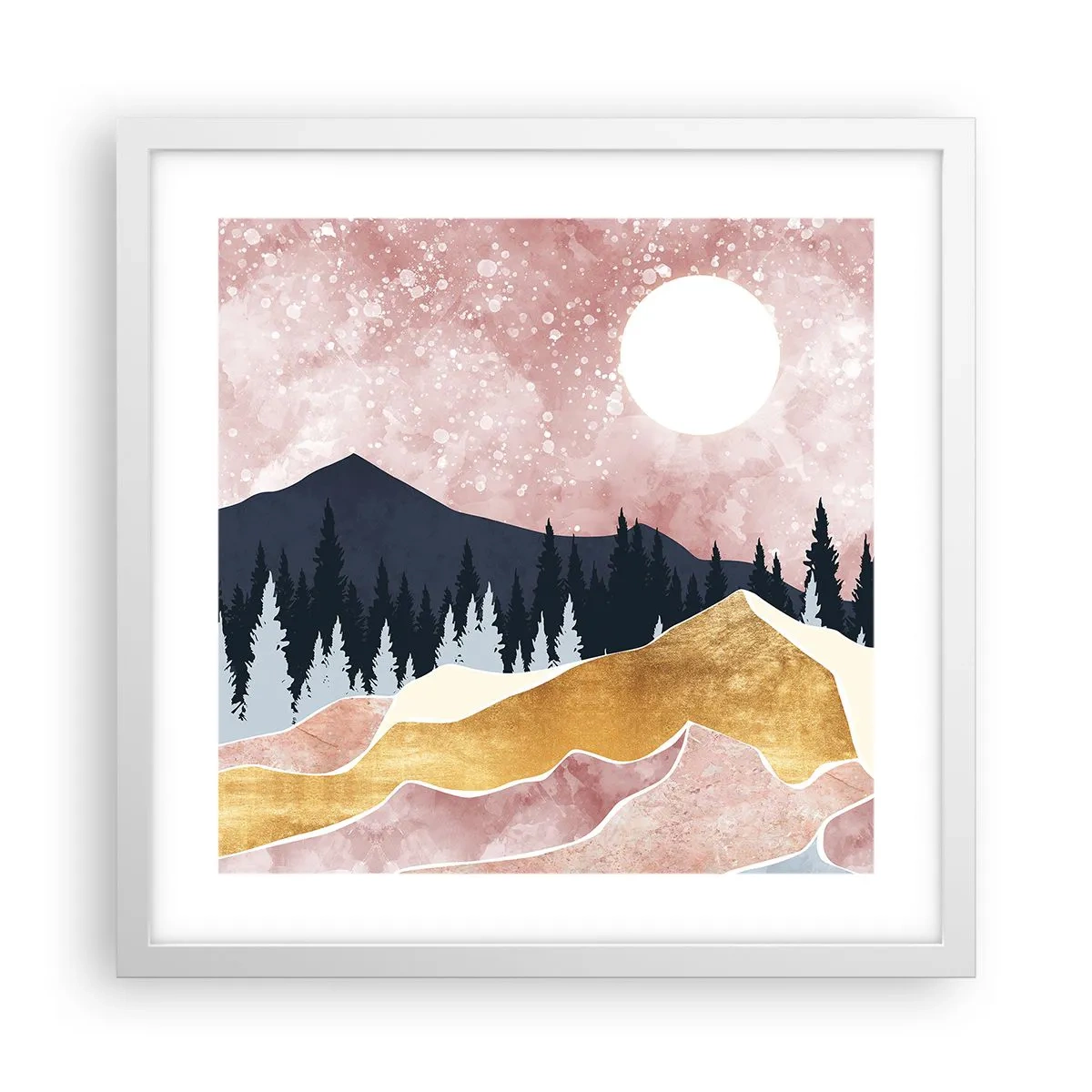 Póster en marco blanco - Vigilancia nocturna - 40x40 cm