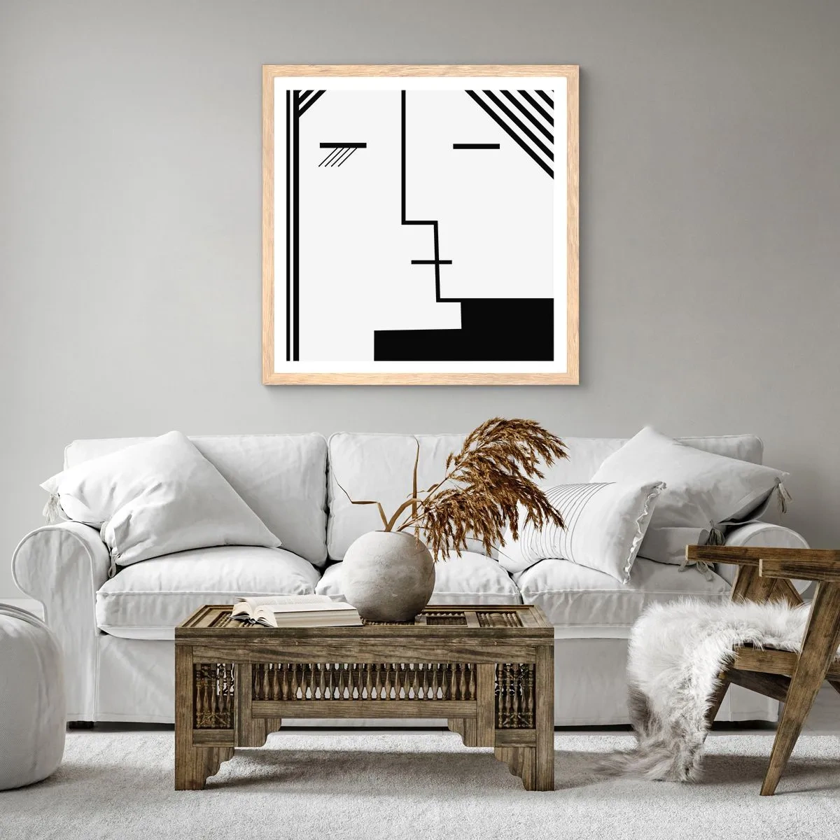 Póster en marco roble claro - Solo un beso - 60x60 cm
