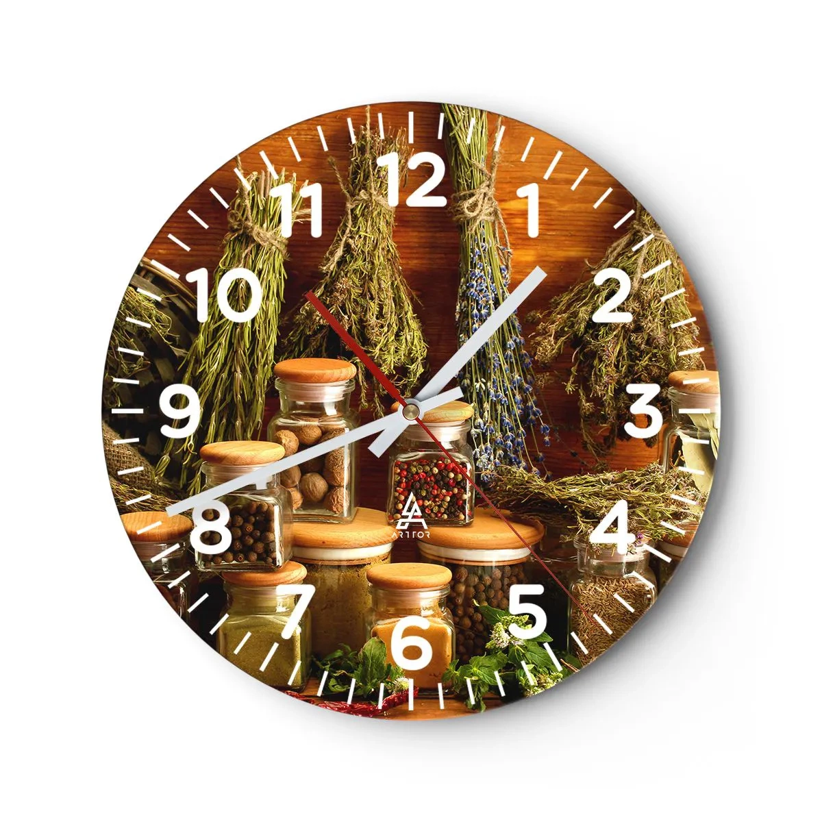 Reloj de pared - Reloj de vidrio - La magia de la cocina - 40x40 cm