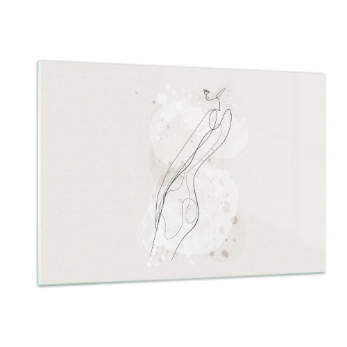 Cuadro sobre vidrio - Impresiones sobre Vidrio - Silueta contorneada de una mujer en tonos beige. - 120x80cm - Una mirada no dice nada y al mismo tiempo lo dice todo - Decoración de pared moderna para salón y dormitorio ARTTOR