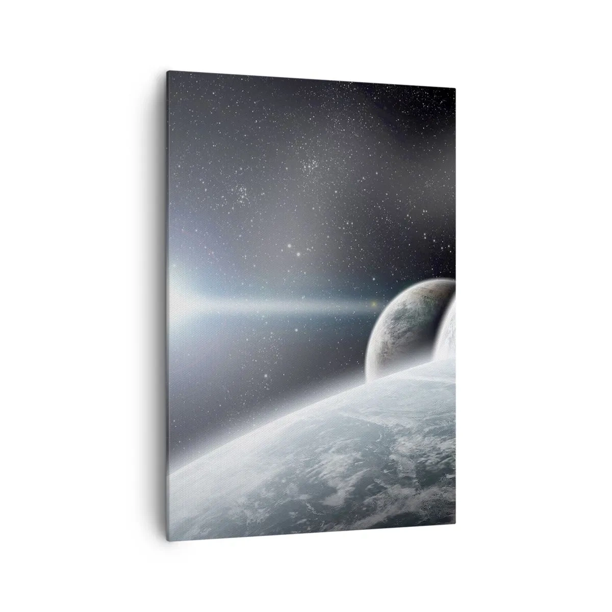 Cuadro sobre lienzo - Impresión de Imagen - Planetas en el espacio contra el fondo de estrellas y galaxias. - 70x100cm - Música cósmica de las esferas - Decoración de pared moderna para salón y dormitorio ARTTOR