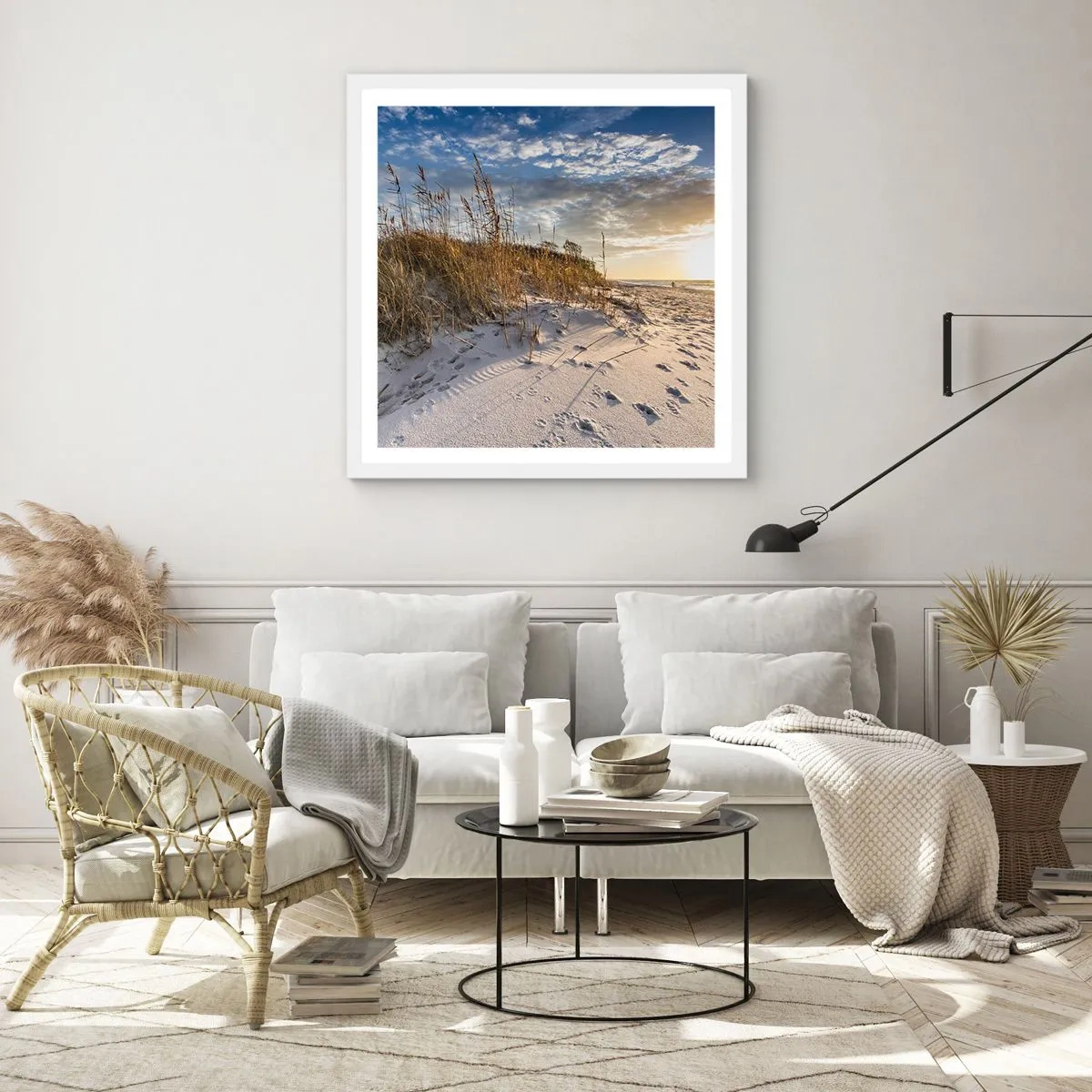 Póster en marco blanco - Invitación a un paseo - 30x30 cm