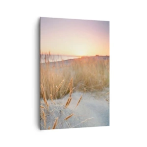 Cuadro sobre lienzo - Impresión de Imagen - Playa al atardecer con hierbas altas - 70x100cm - Dulce nana del Báltico - Decoración de pared moderna para salón y dormitorio ARTTOR