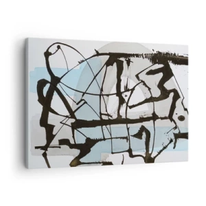 Cuadro sobre lienzo - Impresión de Imagen - Líneas y formas abstractas en azul y negro. - 70x50cm - Azul a pesar de todo - Decoración de pared moderna para salón y dormitorio ARTTOR