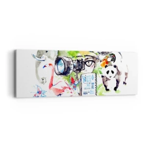 Cuadro sobre lienzo - Impresión de Imagen - En la objetivo de un viajero - 90x30 cm