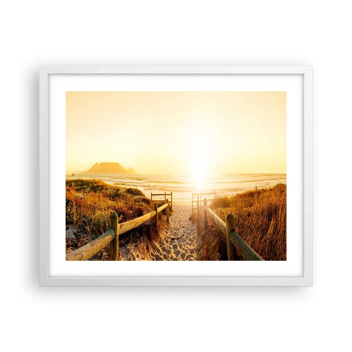 Póster en marco blanco - A través de la duna, hacia el sol - 50x40 cm