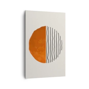 Cuadro sobre lienzo - Impresión de Imagen - Una puesta de sol minimalista sobre líneas onduladas - 80x120cm - En un ambiente japonés - Decoración de pared moderna para salón y dormitorio ARTTOR