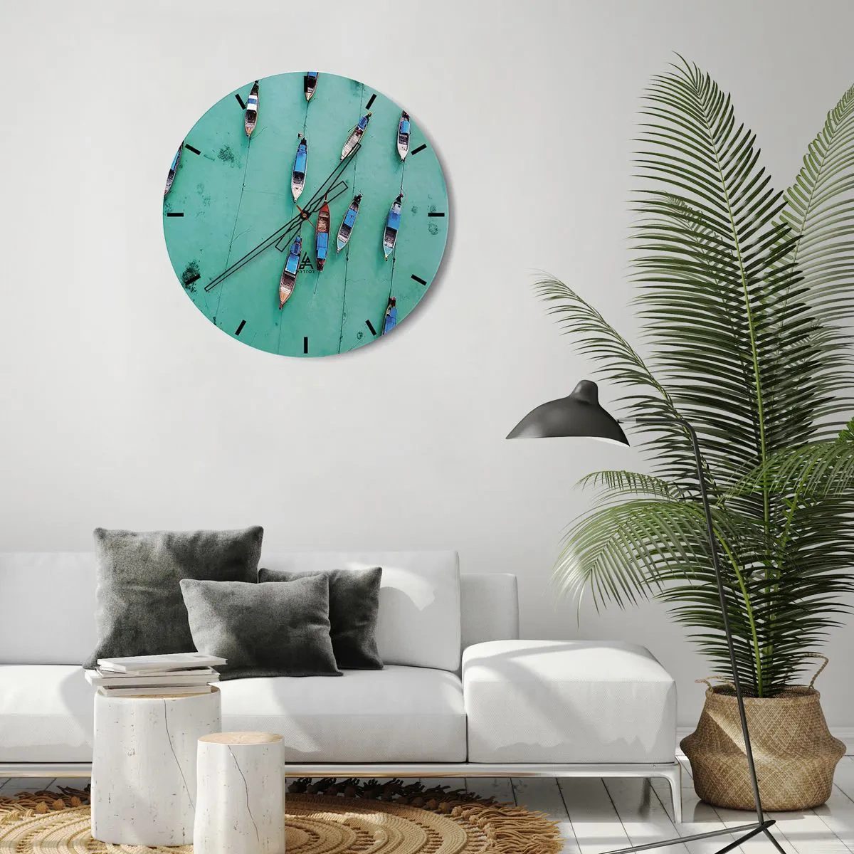 Reloj de pared - Reloj de vidrio - En alegre espera - 40x40 cm