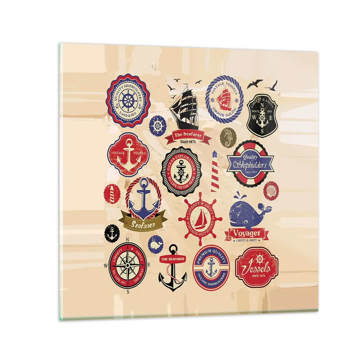 Cuadro sobre vidrio - Impresiones sobre Vidrio - Una fraternidad del mar - 70x70 cm