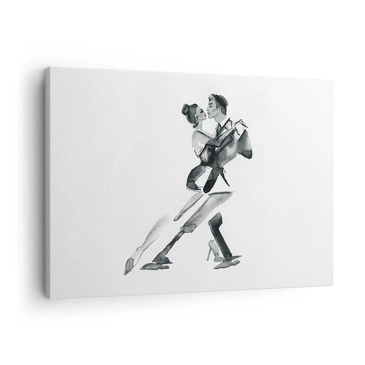 Cuadro sobre lienzo - Impresión de Imagen - Una ilustración sutil de una pareja bailando en un estilo monocromático. - 70x50cm - Todos al son de la música - Decoración de pared moderna para salón y dormitorio ARTTOR